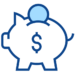 Piggy bank icon above a list of employee investment and compensation benefits.