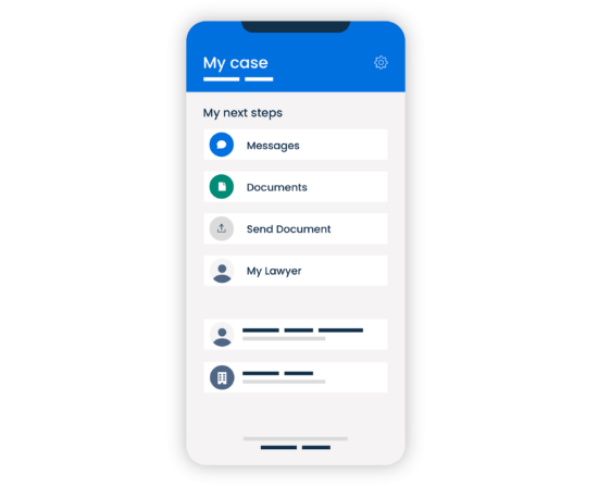 A smartphone displaying the "My case" screen of the Clio for Clients app.