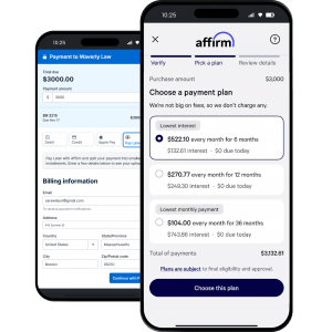 Product Screenshot Simplified Product UI Clio Manage Clio Payments NA Dont Let Legal Fees Hold You Back