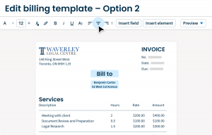 CA Bill Template Editor Edit Billing Template Center Text Simple