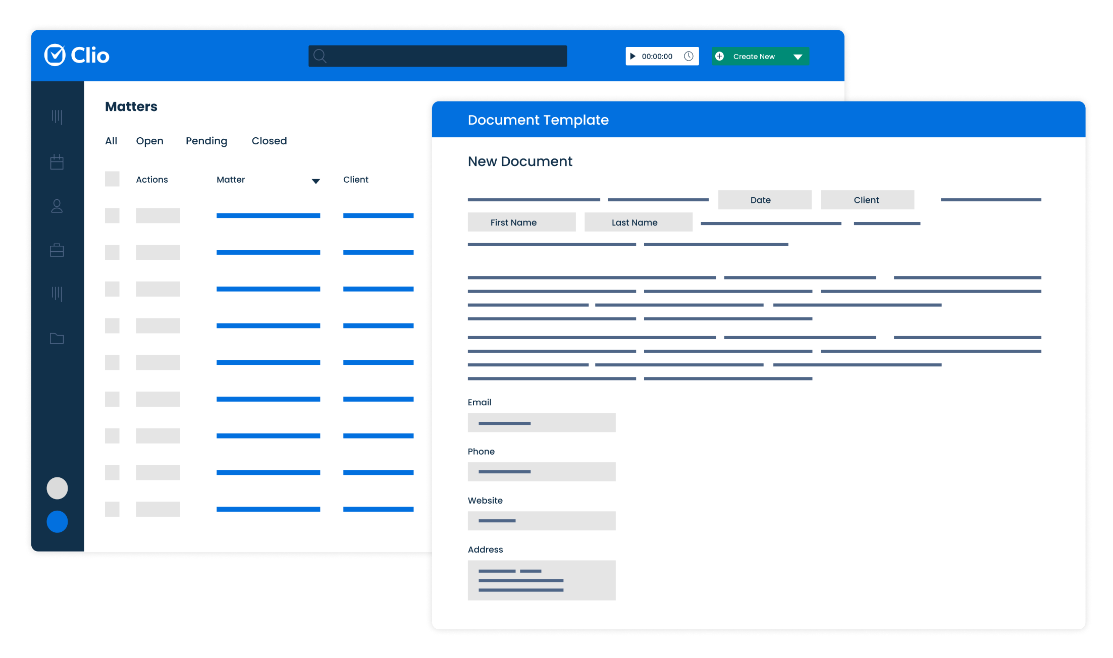 Simplified Product UI Clio Manage Document Management Document Management New Document