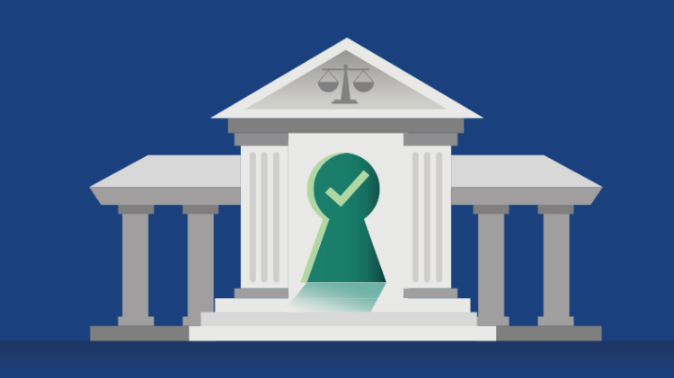 Illustration of a secure law firm protecting client confidentiality