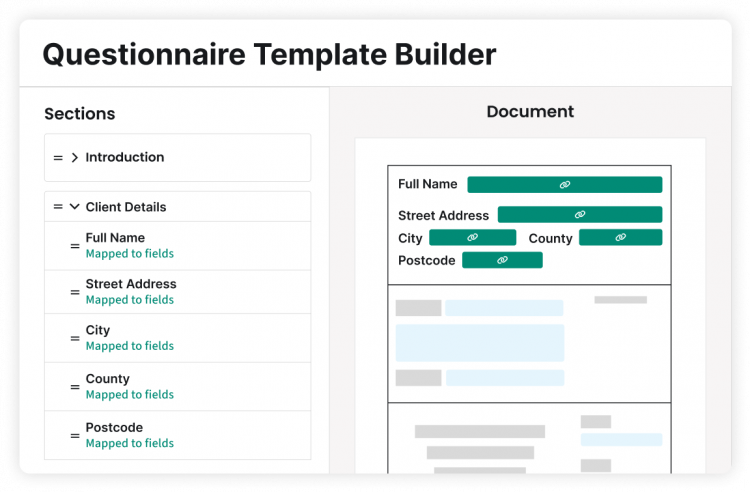 Questionnaire Template Builder user interface
