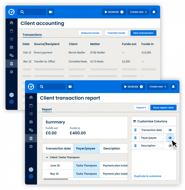 UK Trust Accounting Transaction list and report UK