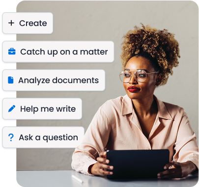 Woman working w/ Manage AI.