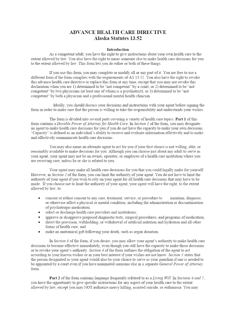 Advance Health Care Directive