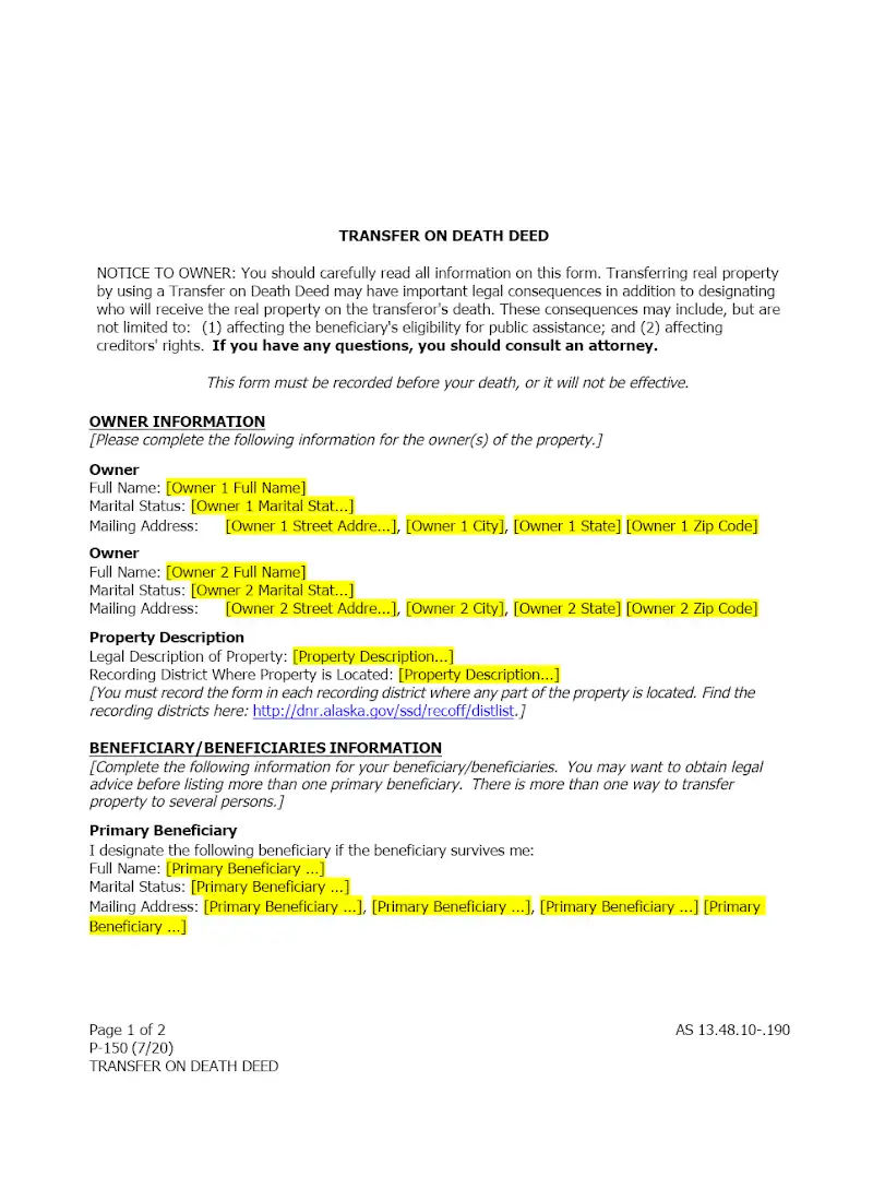 Transfer on Death Deed (P-150)