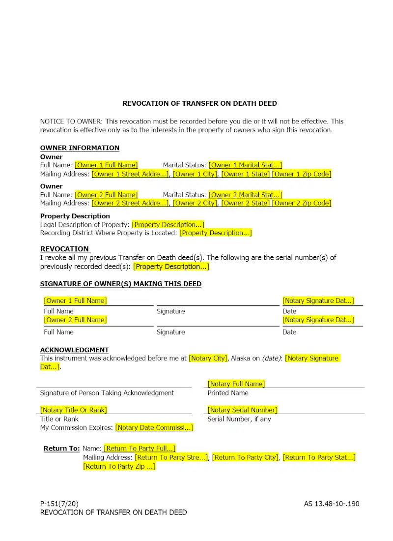 Revocation of TODD (P-151)