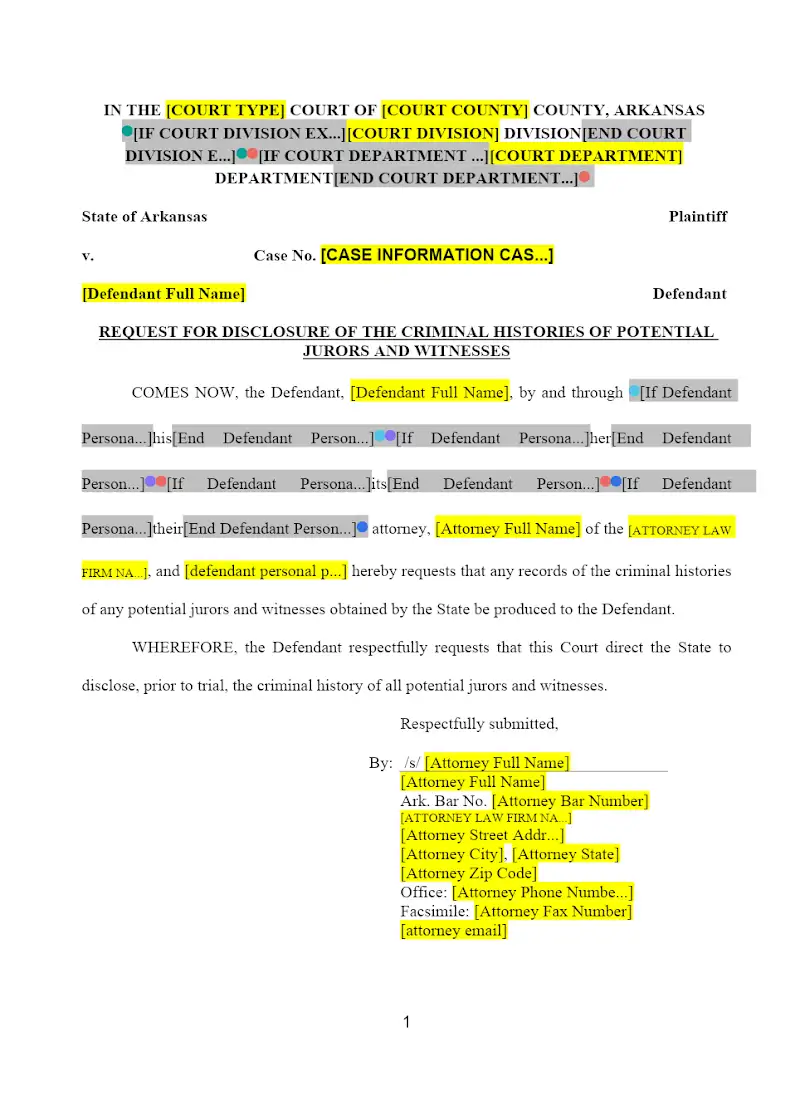 Request for Disclosure of Juror Criminal Histories
