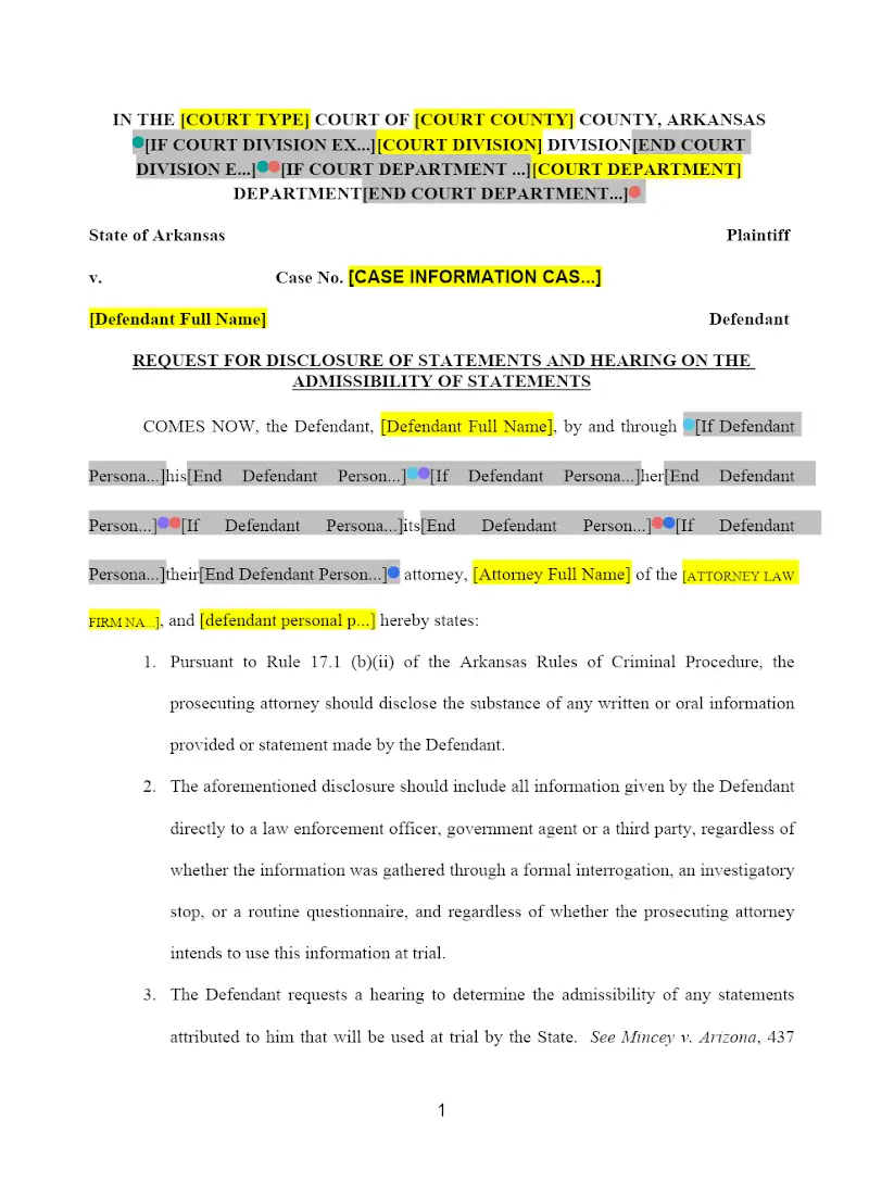 Request for Disclosure of Statements