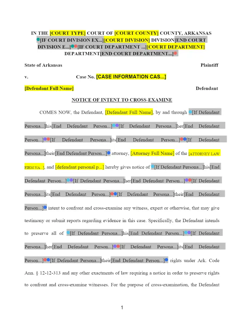 Notice of Intent to Cross Examine