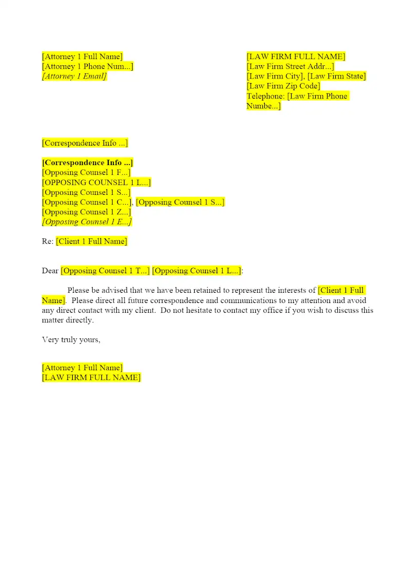Letter of Representation
