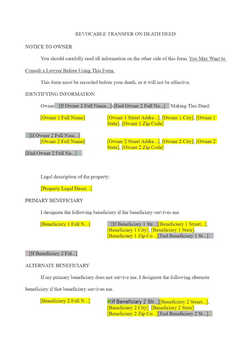 Revocable Transfer on Death Deed
