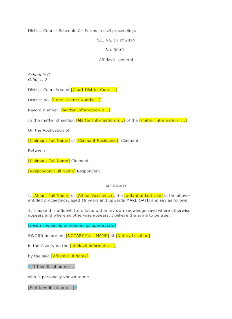 General Affidavit (50.01)