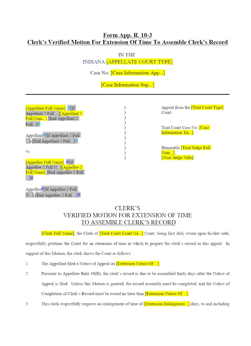 Clerk's Motion for Extension of Time (10-3)