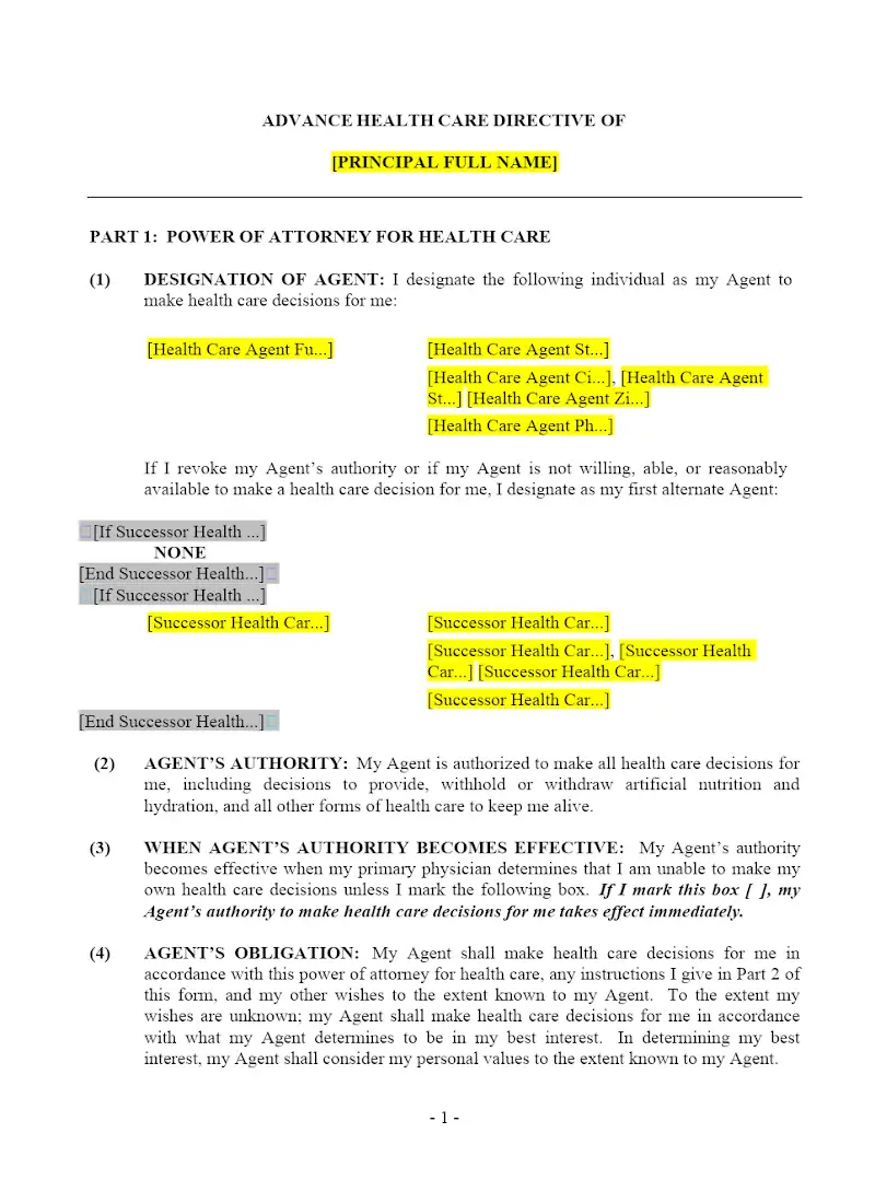 Advance Health Care Directive