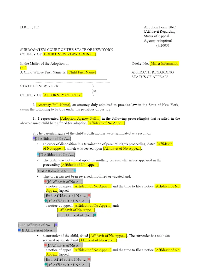Affidavit Of No Appeal (10-C)