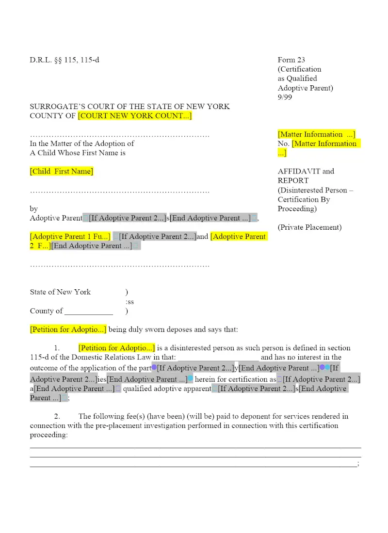 Affidavit & Report (Disinterested Person Certification Proceeding) (Private Placement) (23)