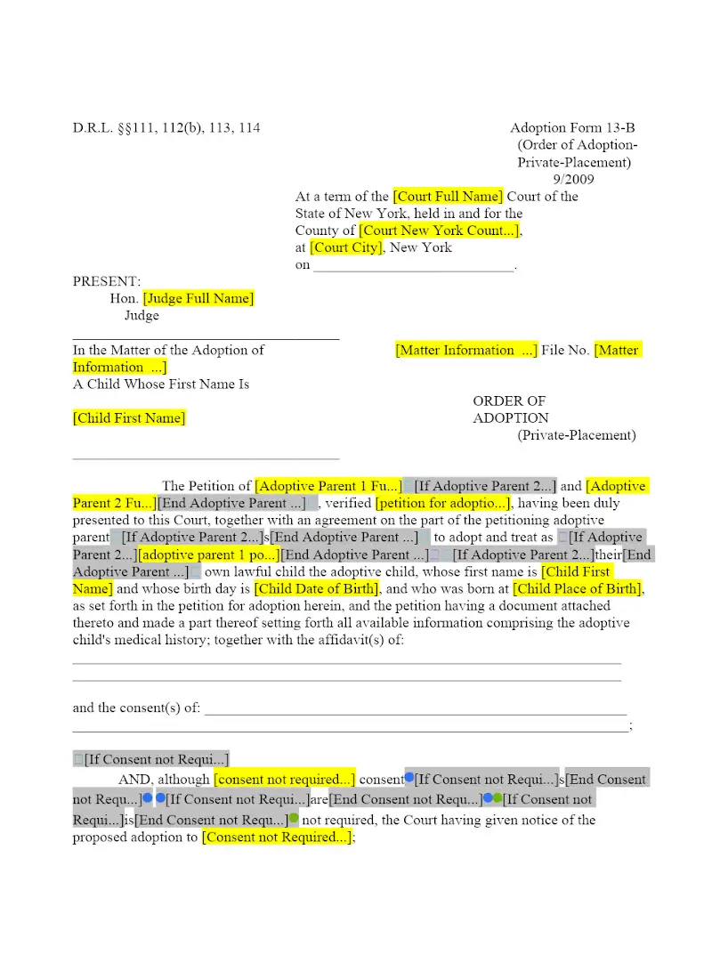 Order Of Adoption (Private-placement) (13-B)