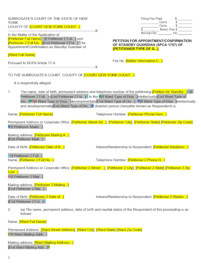 Petition for Appointment--Confirmation of Standby Guardian (SCPA Article 1757) (CSMD-1, CSMD-2, CSMD-3, CSMD-4, CSMD-5, CSMD-6)
