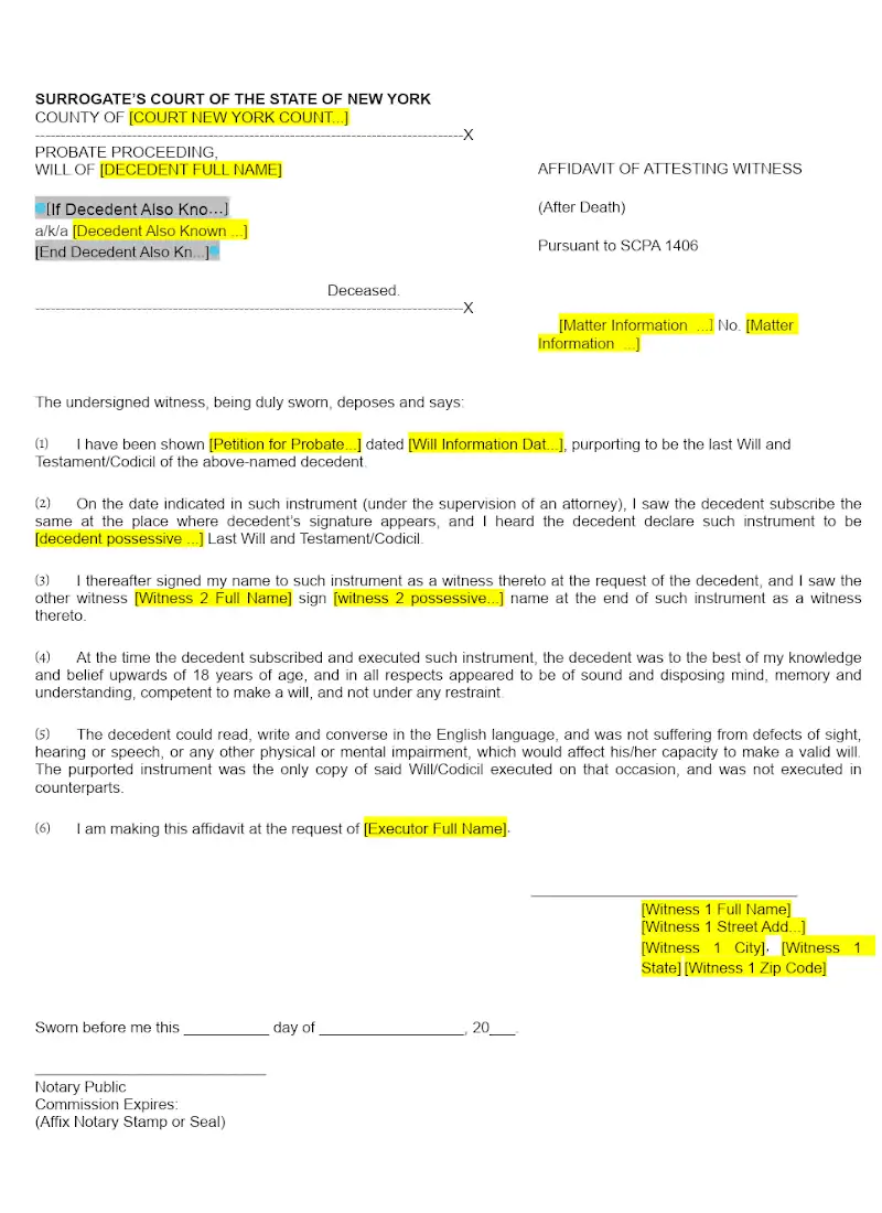 Affidavit of Attesting Witness (Form P-3)