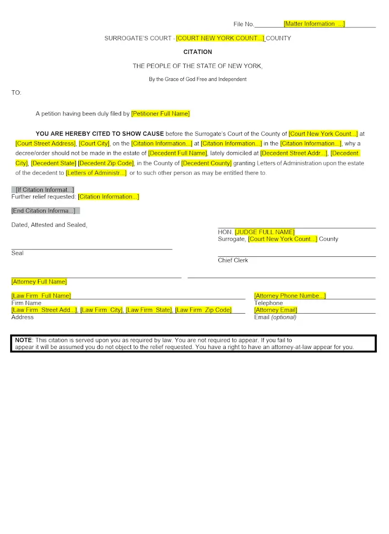 Administration Citation (Form A-2)