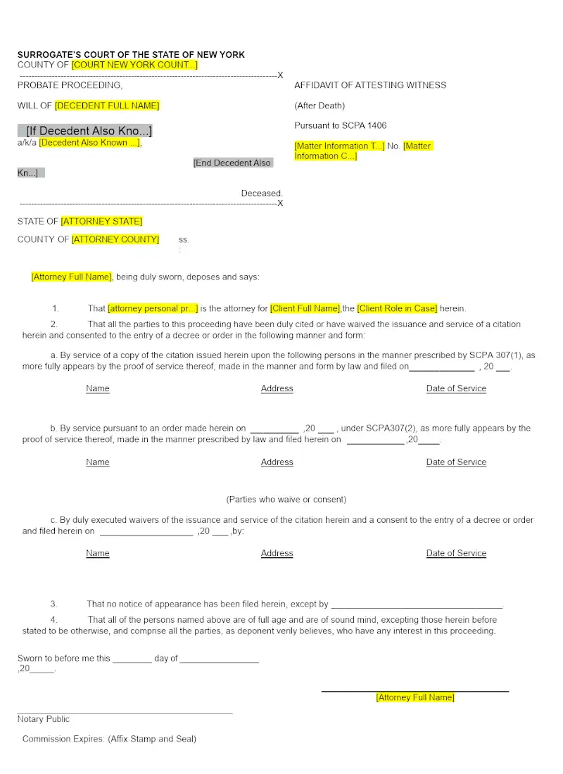 Affidavit of Regularity (Form A-7)