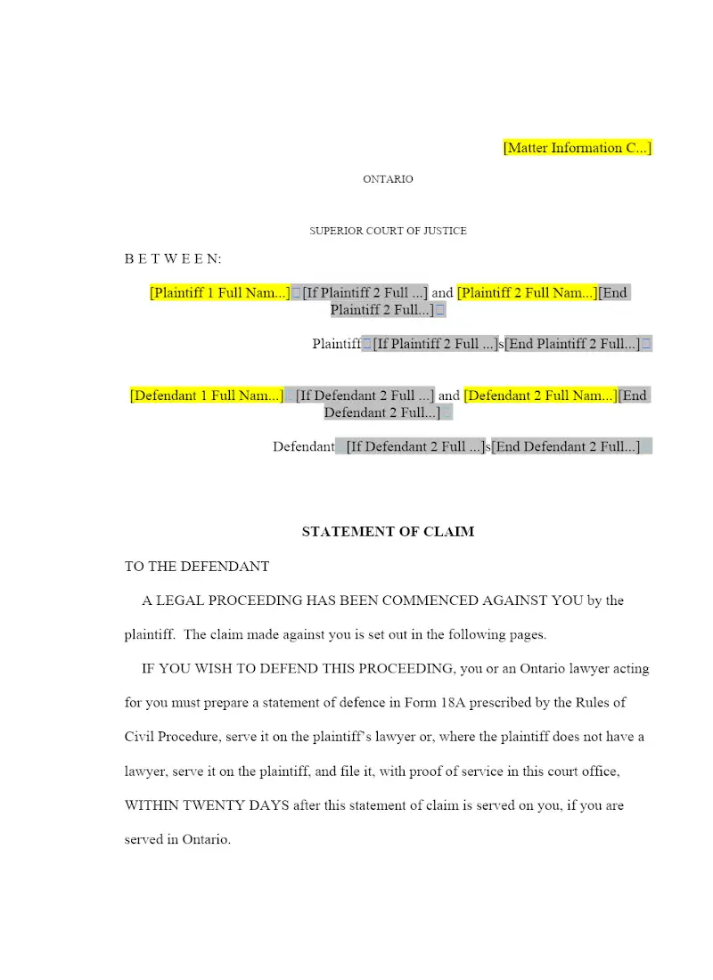 Statement of Claim
