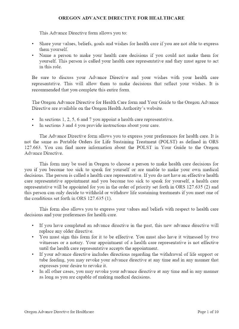 Advance Health Care Directive
