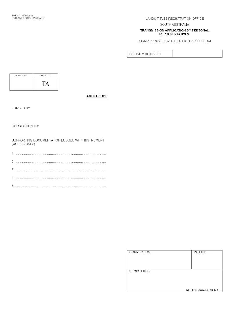 Transmission Application by PR (Form A1)