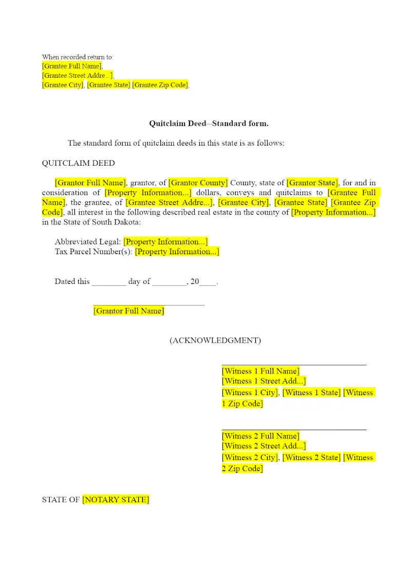 Quit Claim Deed