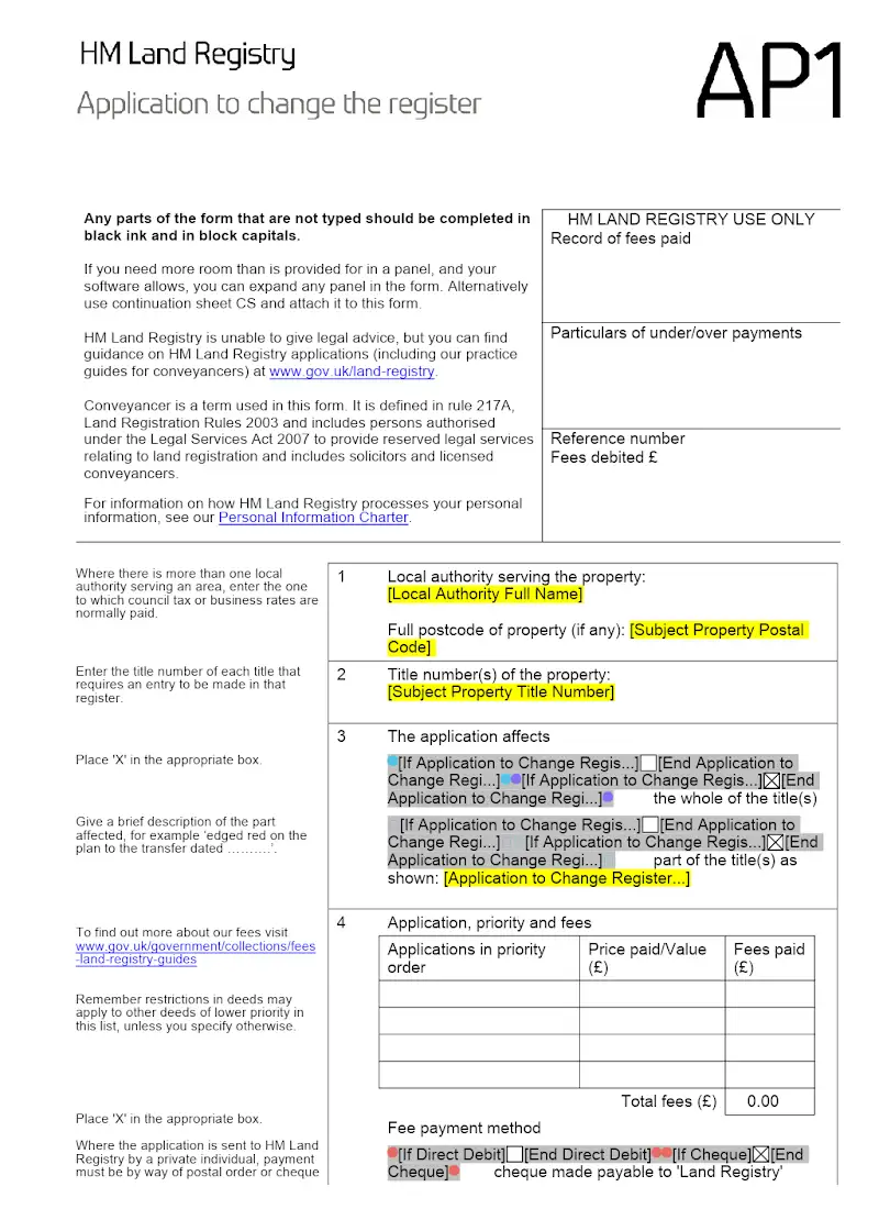 Application to Change Register (AP1)