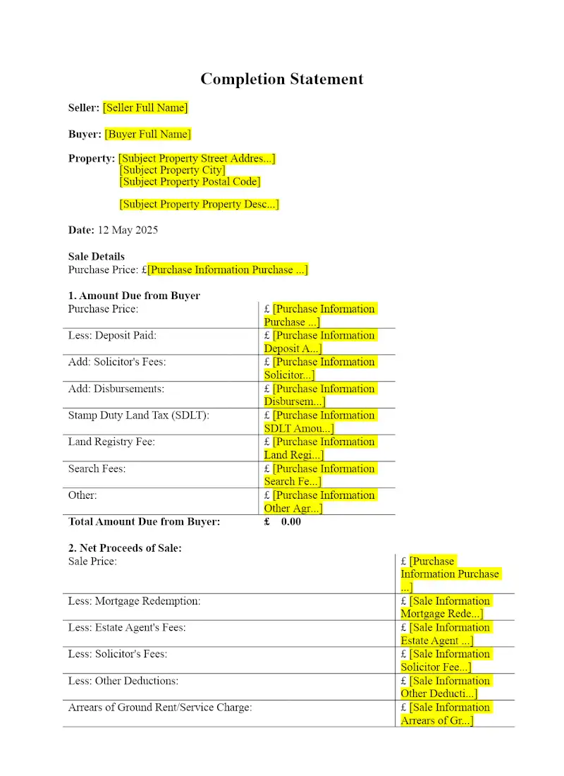 Completion Statement