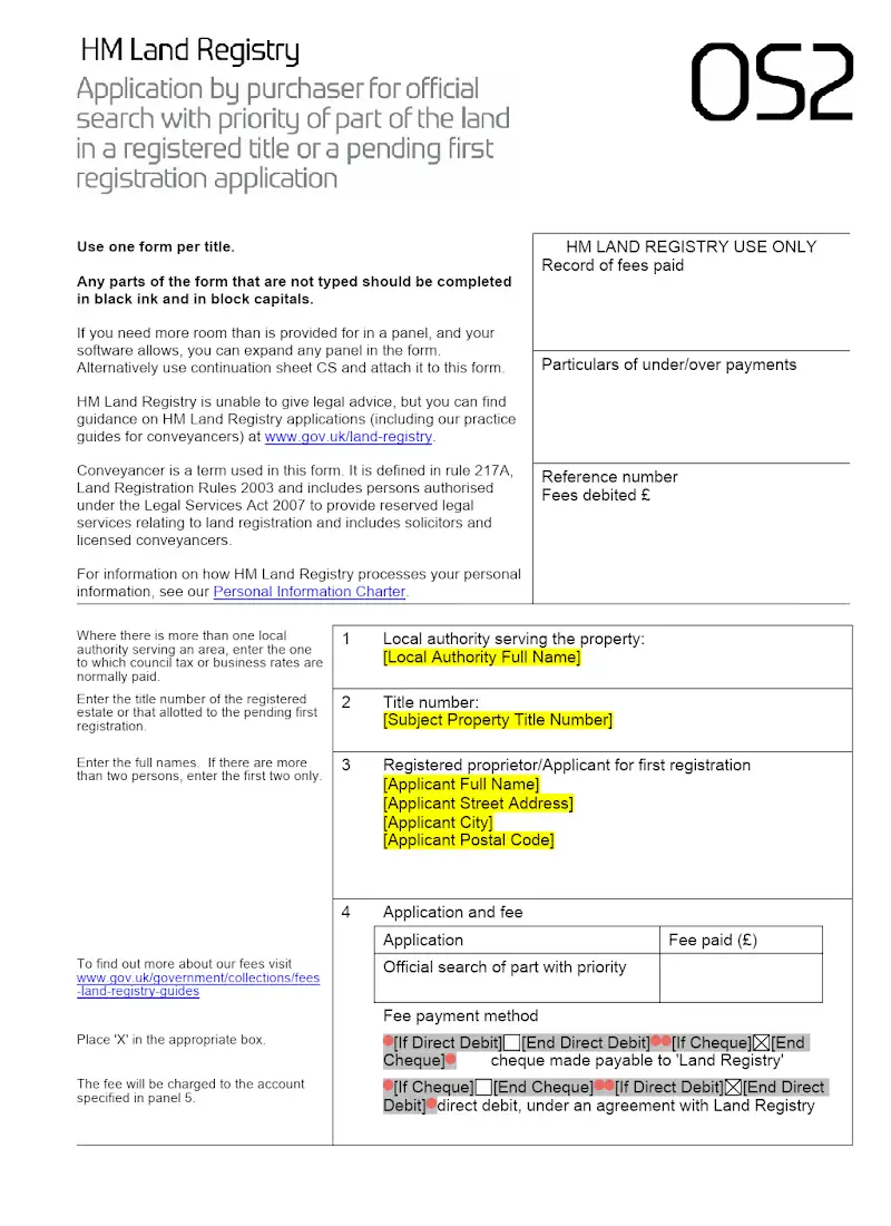 Application for Official Search Part Property (OS2)
