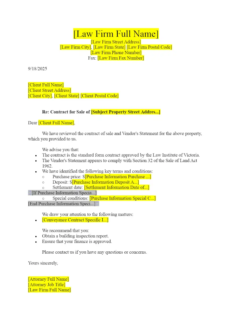 Letter re Contract Review