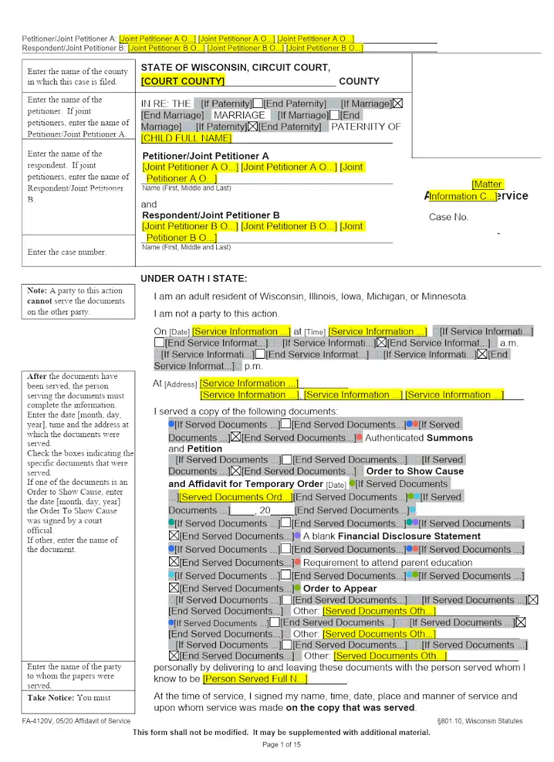 Affidavit of Service (FA-4120V)
