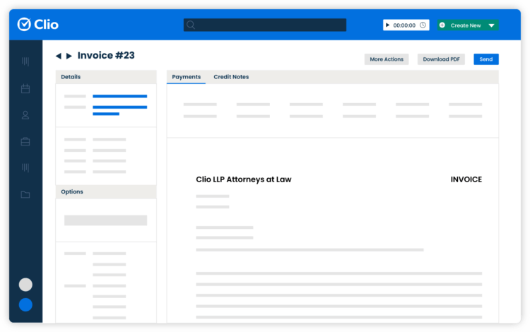 Clio Manage Simplified UI Billing Invoice