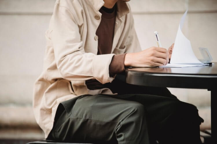 Person studying for the LSAT at a table