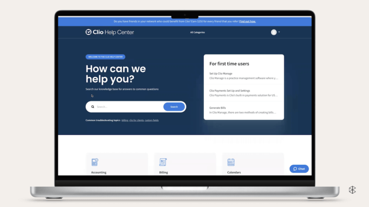 Image of Clio Help Center on laptop