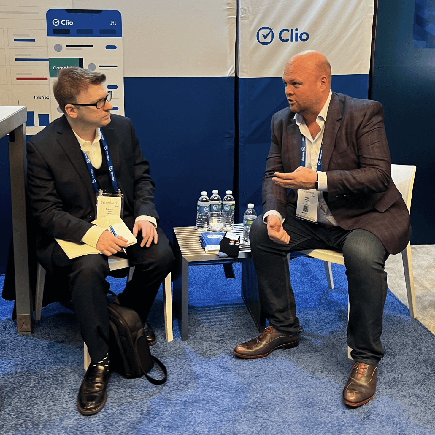 Jack Newton speaking to someone from LegalWeek at the 2022 ABA TECHSHOW