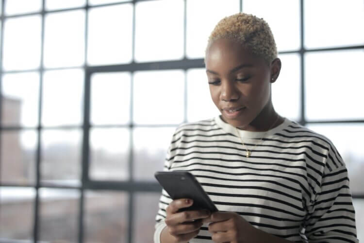 Person reading on phone