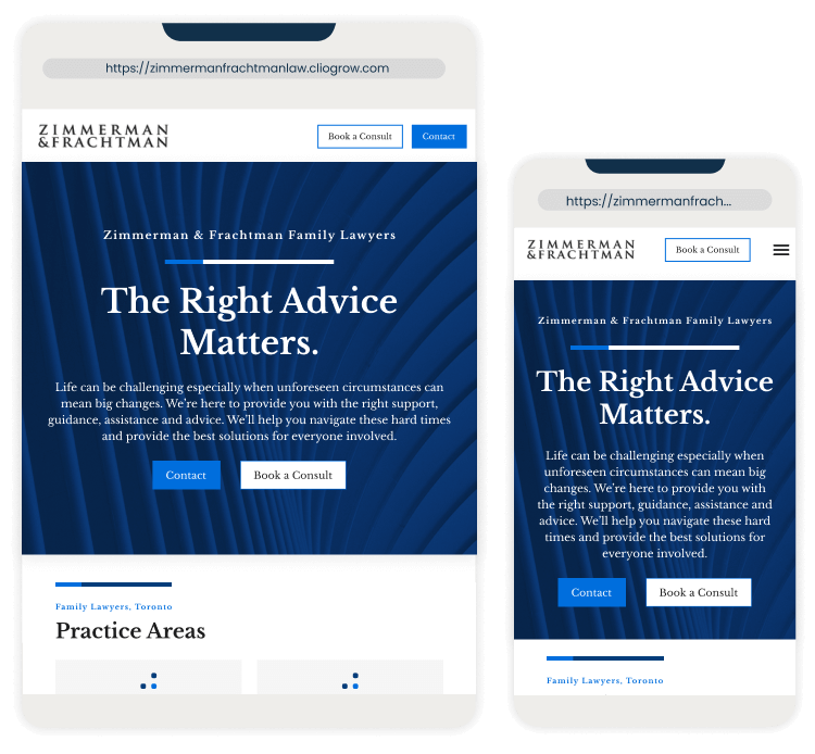 Clio Grow Website Builder Traditional Theme - Mobile and Tablet view