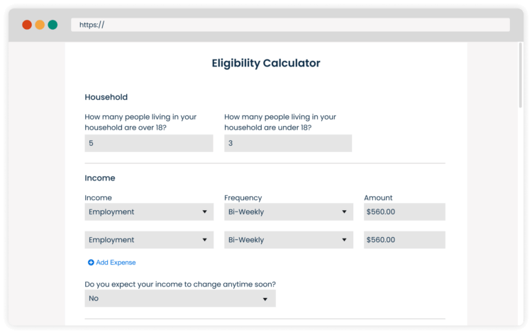 Legal Aid US - Eligibility Calculator