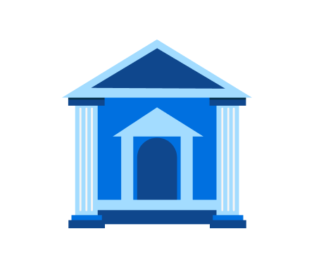 An icon of a courthouse, representing 100+ global bar and law society partnerships.