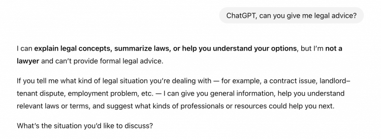 Screenshot of ChatGPT