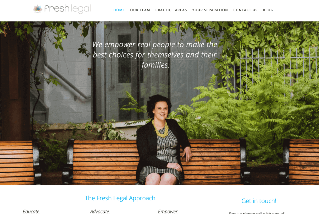 Clio customer example of website design with great imagery - Fresh Legal