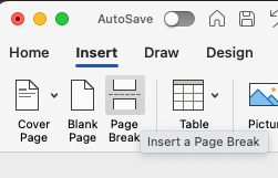 How to insert a page break in Microsoft Word