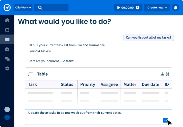 Take action on your matter right from Clio Work